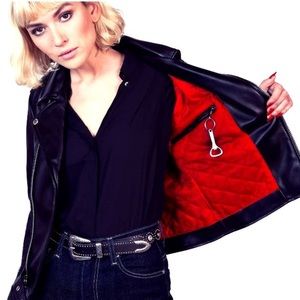 Unique motorcycle vegan leather jacket